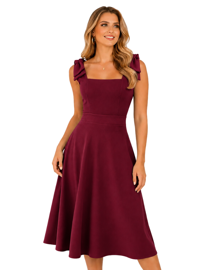 Vestido no crepe Larissa Vinho - Tamanho P